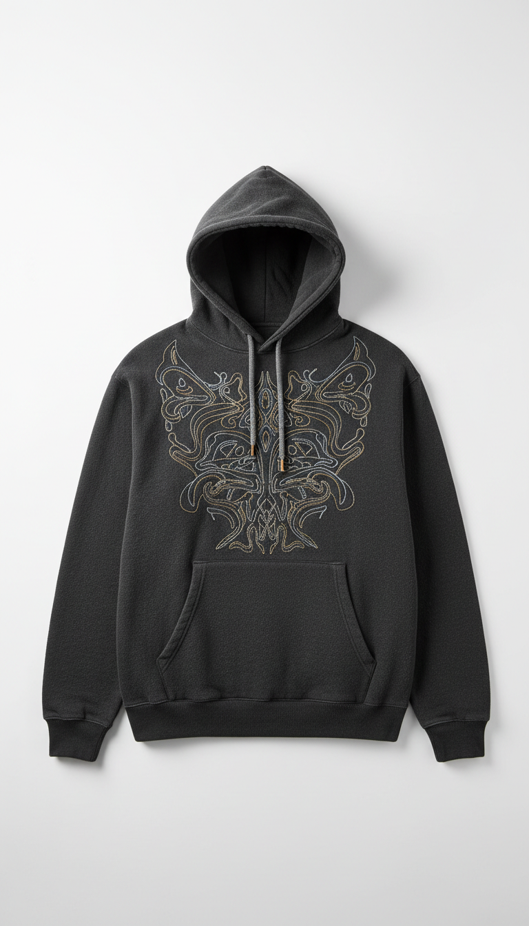 Heavyweight Hoodie With Script Embroidery